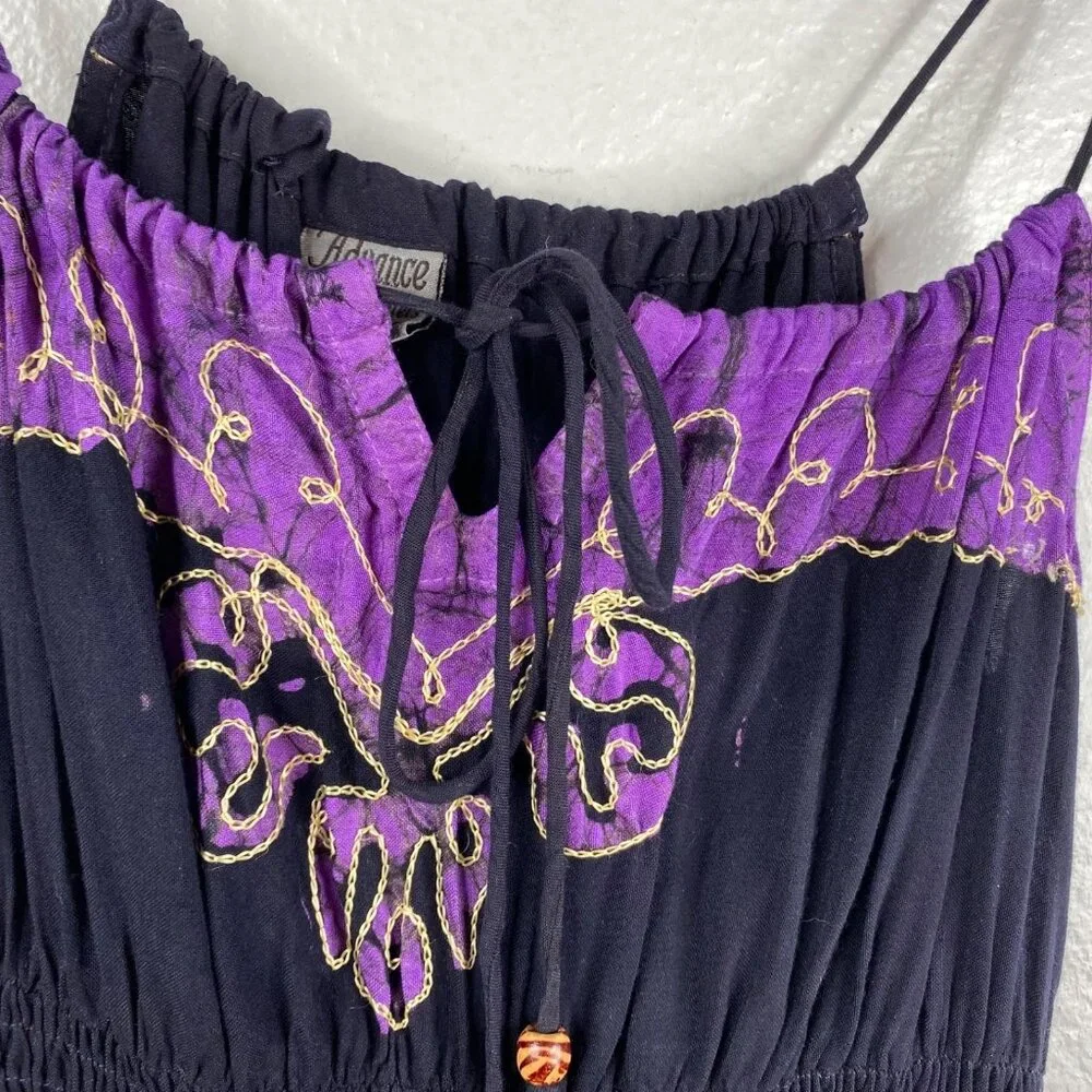 Advanced Apparel Dress Women's Sleeveless Smocked Purple Free Size Boho Fairy